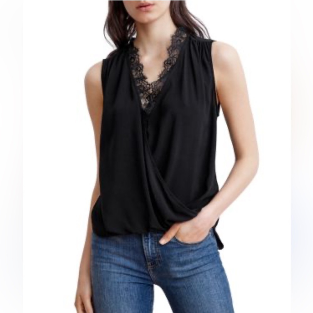 Velvet By Graham And Spencer Lace Trim Crossover Top - Picture 7 of 7